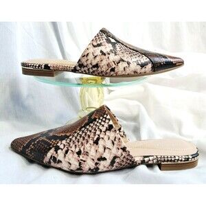 Alfani Rigsdy Womens Faux Snakeskin Mules Shoes Size 7